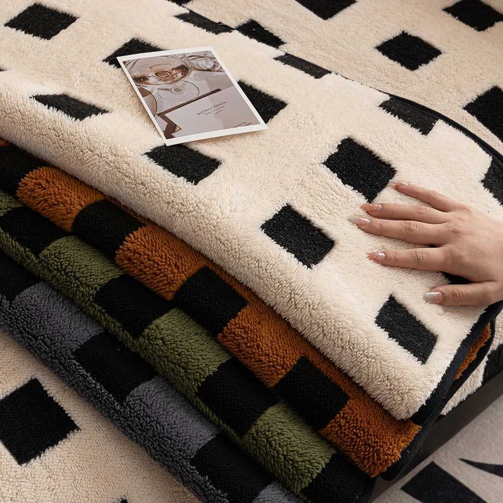 Winter Plush Sofa Cushion Checkered Pattern Soft Warm Home Protection Cover Anti-Slip Sofa Pad for Living Room Decor Office M251204 - view 6
