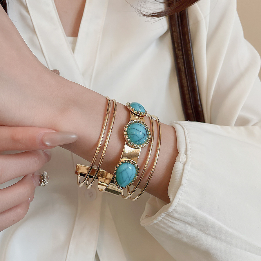 Acrylic Round Multi-layer Open Ethnic Style Light Luxury High-end Feel Bracelet European and American Cross-border Niche Jewelry for Women - view 4