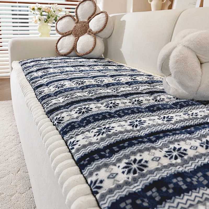 Christmas Wind Sofa Mat Cover Winter Warm Non-slip Bay Window Cushion Covers Thicken Plush Tatami Mat for Living Room Home Decor M251204 - view 7