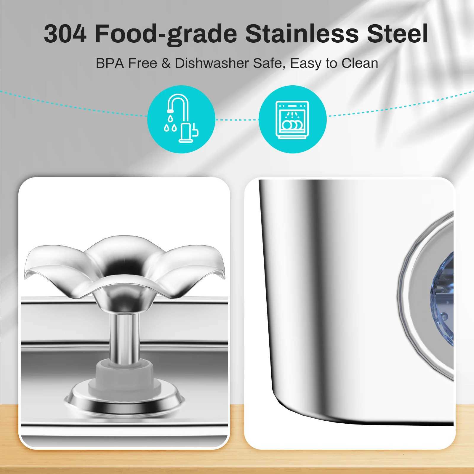 26L Automatic Cat Water Fountain Stainless Steel Pet Water Feeder Dog Water Fountain with window 2 Flow Mode No 5V 1A Plug M251204