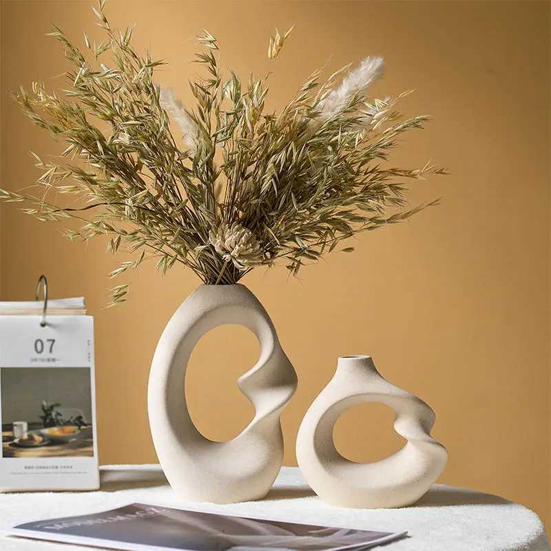 CAPIRON Ceramic Matte Vase Set of 2 for as Grass Dried Flower Modern Nordic Accessories He Decoration Tabletop Interior H251204