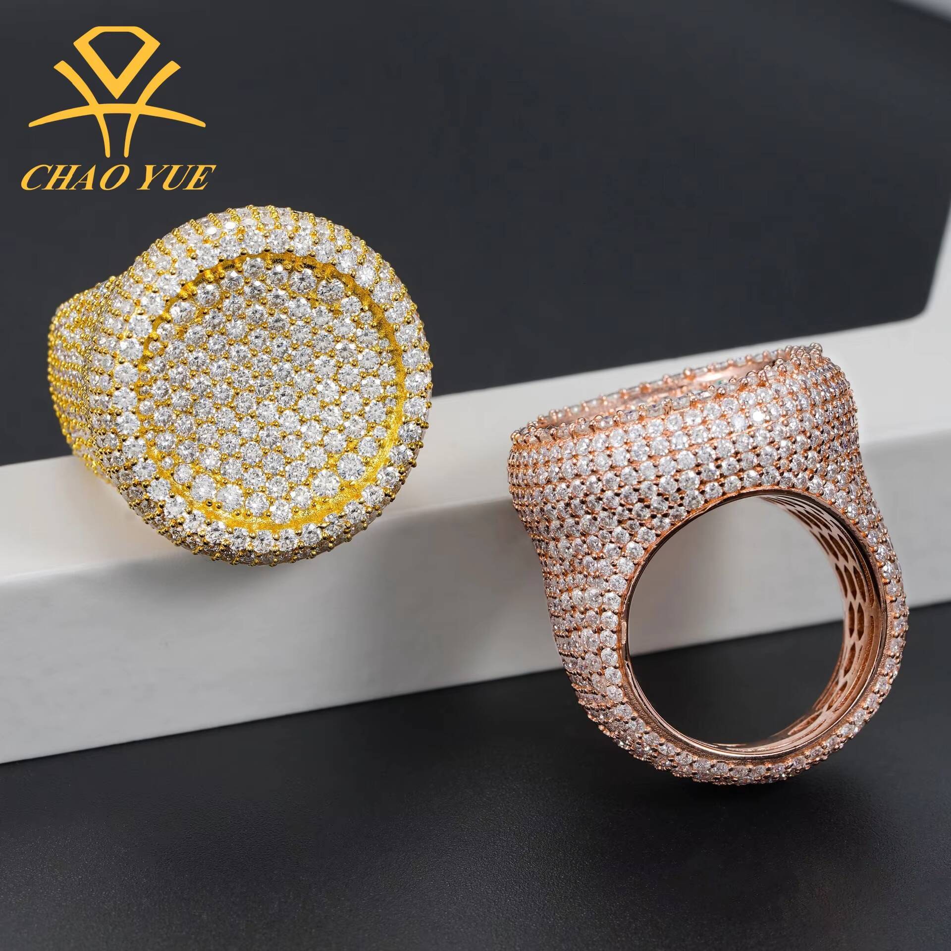 European American S925 Silver Moissanite Rings Fashionable Hand Decorated Boutique Set for Men and Women Explosion-Style