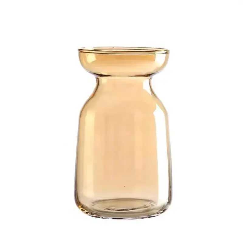 Simple Small Fresh Transparent Small Vase Plating Colorf Soot Amber Single Flower Arrangement Table Decoration H251204