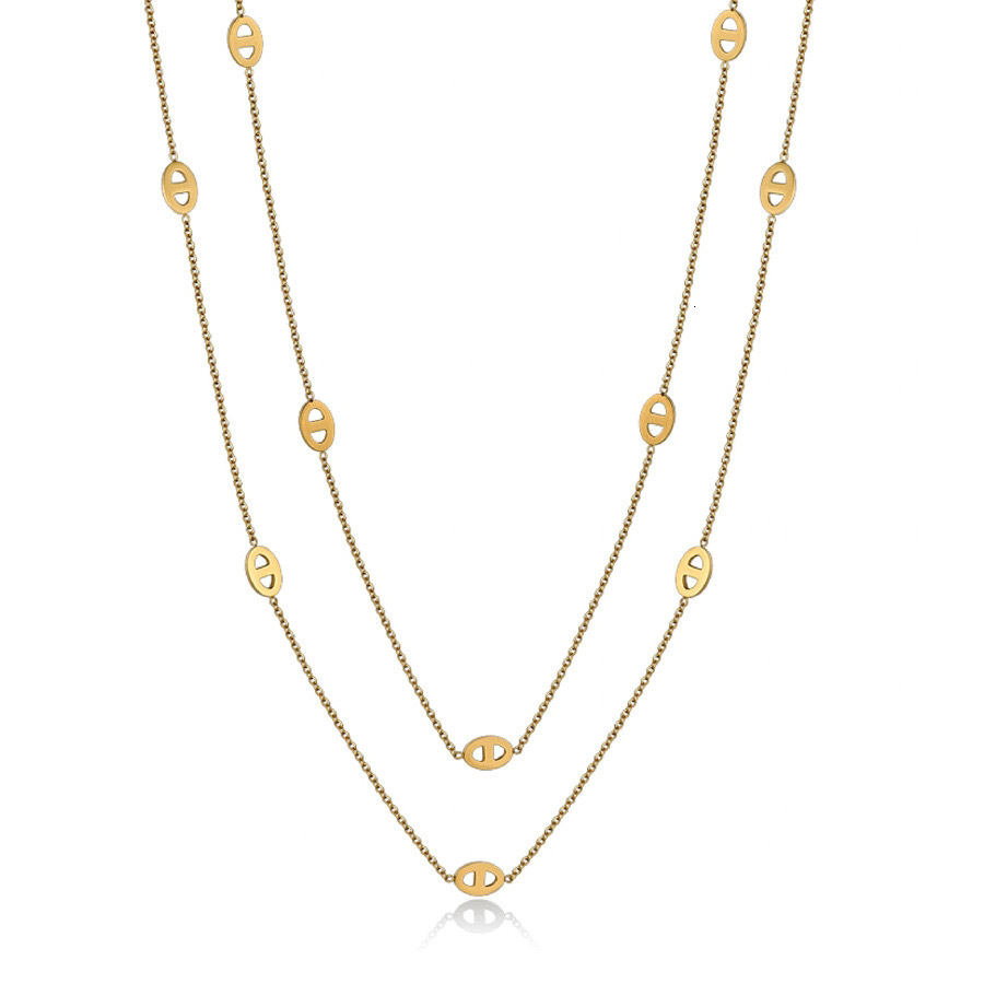 Light luxury Luxury Non-Fading Double designer Layer free shipping Pig Nose Extra Long Simple Niche High-End Feel Layered Sweater Chain