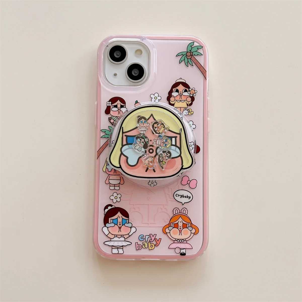 Funny Cute Crying Girl Magnetic Phone Case For iPhone 16 Pro 15 14 Pro Max Cover 2 in 1 Shockproof Cases with Holder H251203