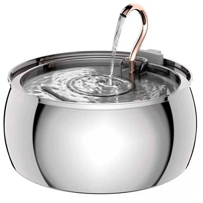 Pet Intelligent Water Dispenser Stainless Steel Fountain Automatic Circulation Cat Water Dispenser Mute Feeder 4L Swan Neck M251204