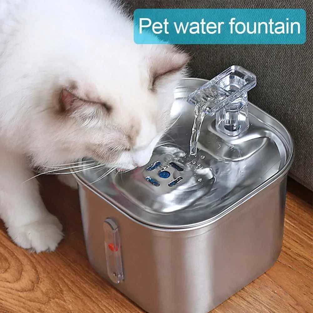 Cats Water Fountain Stainless Steel Auto Running Cat Water Drinker With Filter Motion Sensor Transparent Pets Drinking Dispenser M251204