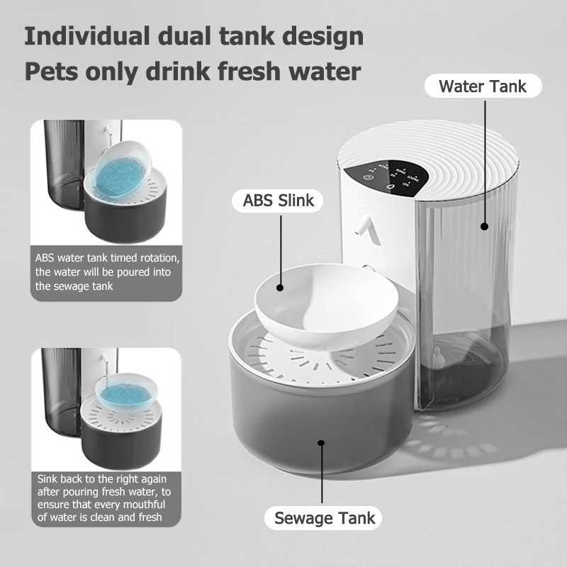 3L Wireless Automatic Pet Water Fountain Rechargeable Dump Water Feeder Timed Smart Cat Dog Water Dispenser No filter required M251204
