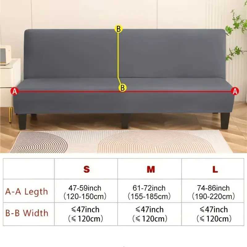 1PC Stretch Sofa Bed Cover Classic Solid Color Armless Sofa Covers Removable Dust-proof Slipcovers for Living Room Hotel Decor M251204 - view 3