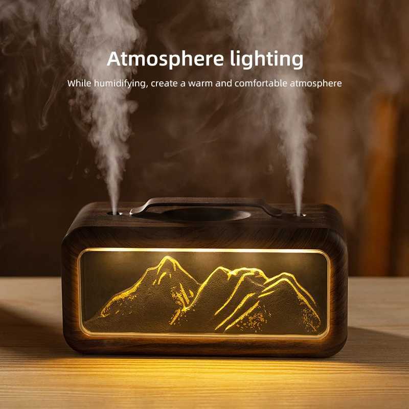 Dual-Spray Snow Mountain Humidifier Small He Desktop Atmosphere Lamp Moisturizing with Large Spray C251204