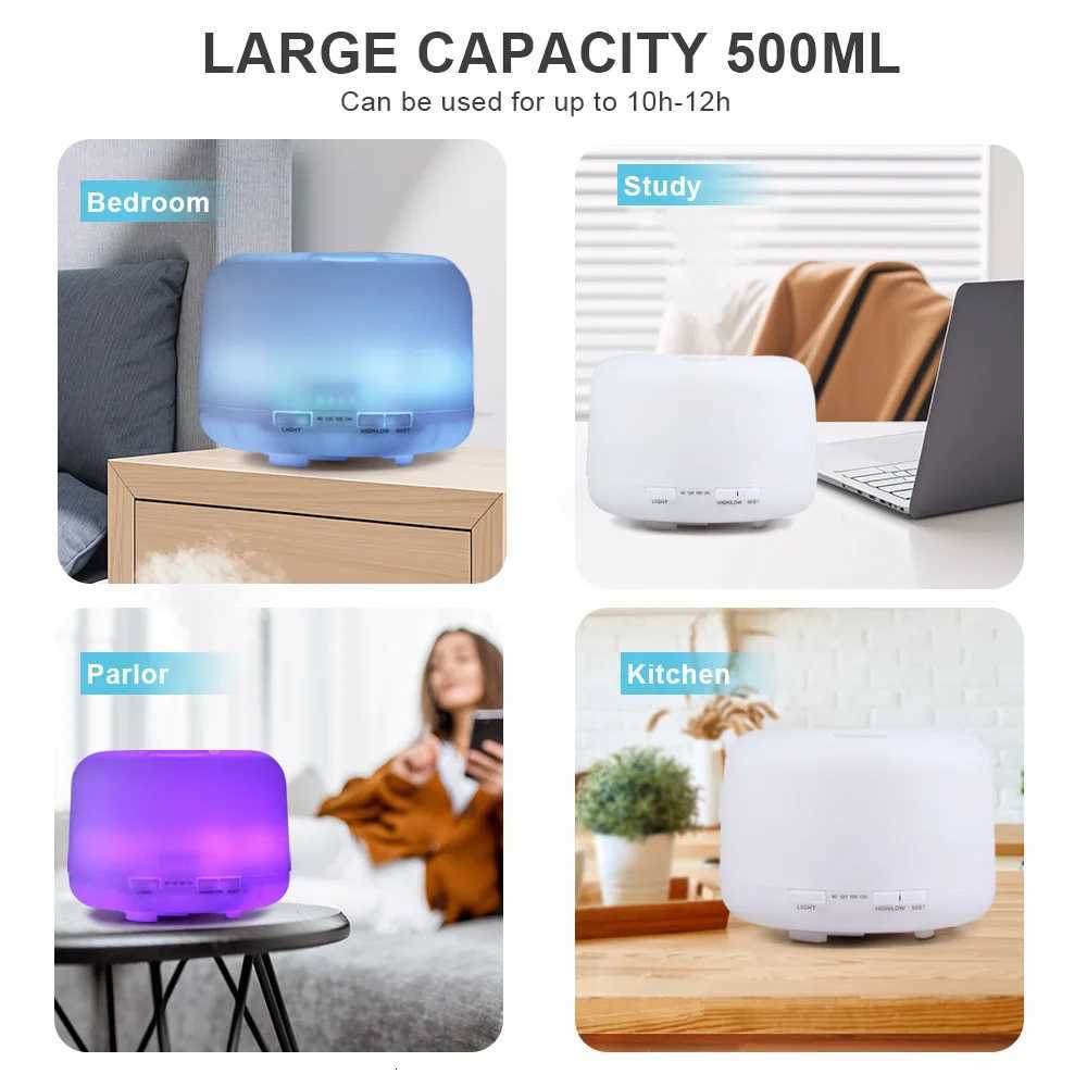 500ml Essential Oil Diffuser Timing Function Ara Diffuser trasonic Air Humidifier with Remote Control for He Off C251204