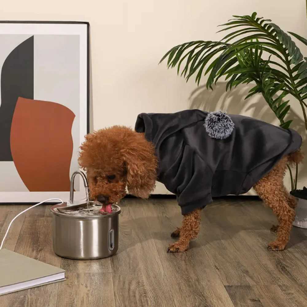 Stainless Steel Pet Water Dispenser With Window 2L Silent Automatic Cat And Dog Water Dispenser To Increase Water Intake M251204