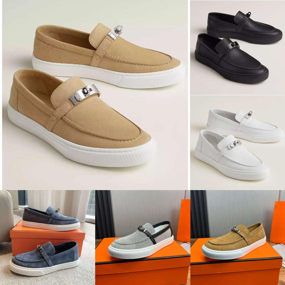 kelly Suede canvas leather Slip-on flat Sneaker dress Walking office Party Wedding casual Vacation Moccasinsr Designer men shoes Palladium-plated buckle Loafers