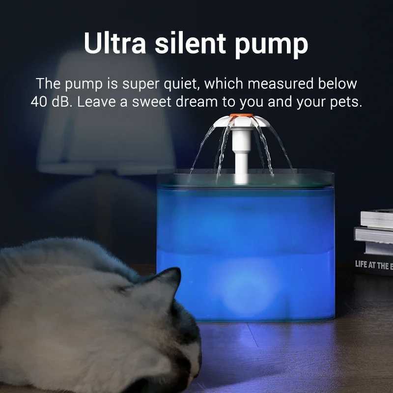 2L Automatic Cat Water Fountain Pet Drinking Fountain Pet Feeder Drinker Water Dispenser LED Lighting OEM Custom Cat Bowls M251204