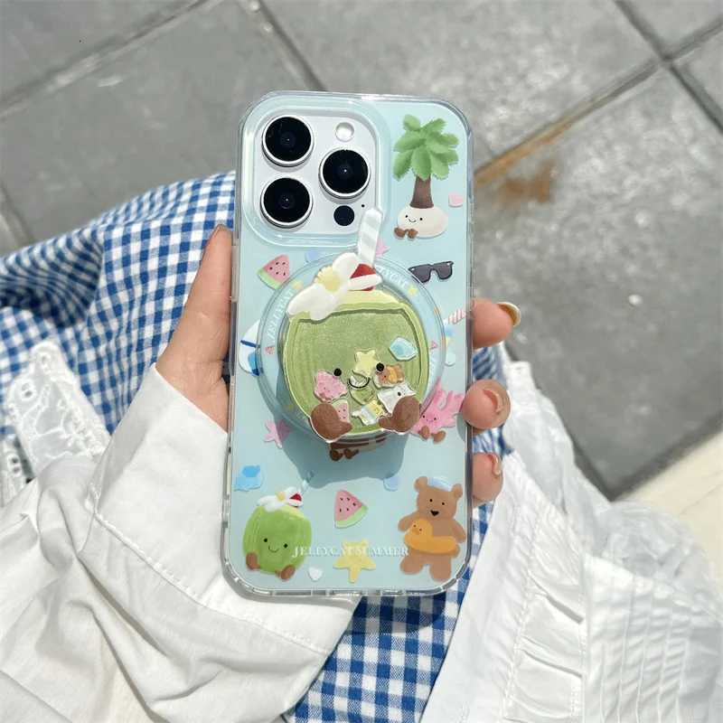 Cute Cartoon Magnetic Phone Case For iPhone 16 Pro 15 14 13 Pro Max Cover with Stand Japan Kawaii Cases 16 Funda H251203