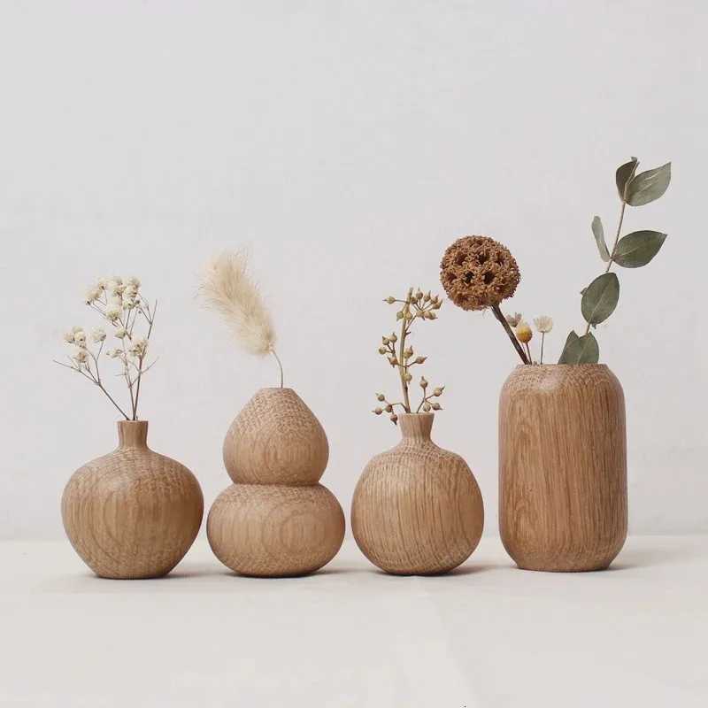 Japanese Wooden Vase for Flower He Decor Decorative Flowers Vase Living Ro Decoration Off Desktop Flowers Bottle Ornament H251204