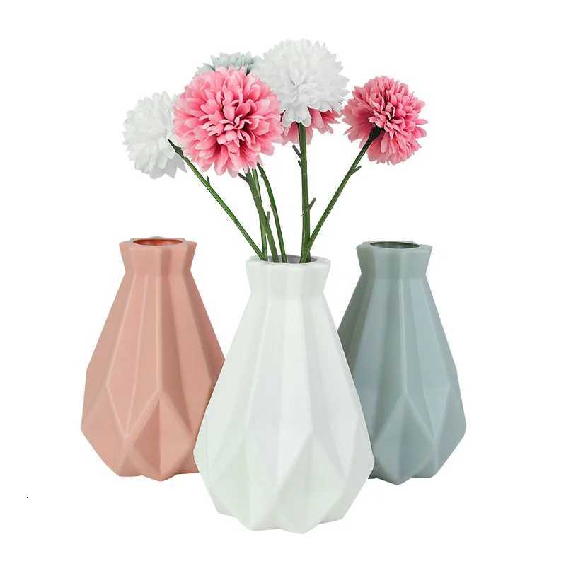 Modern Flower Vase White Blue Plastic Vase Flower Pot Basket Nordic He Living Ro Decoration Ornament Flower Arrangement H251204