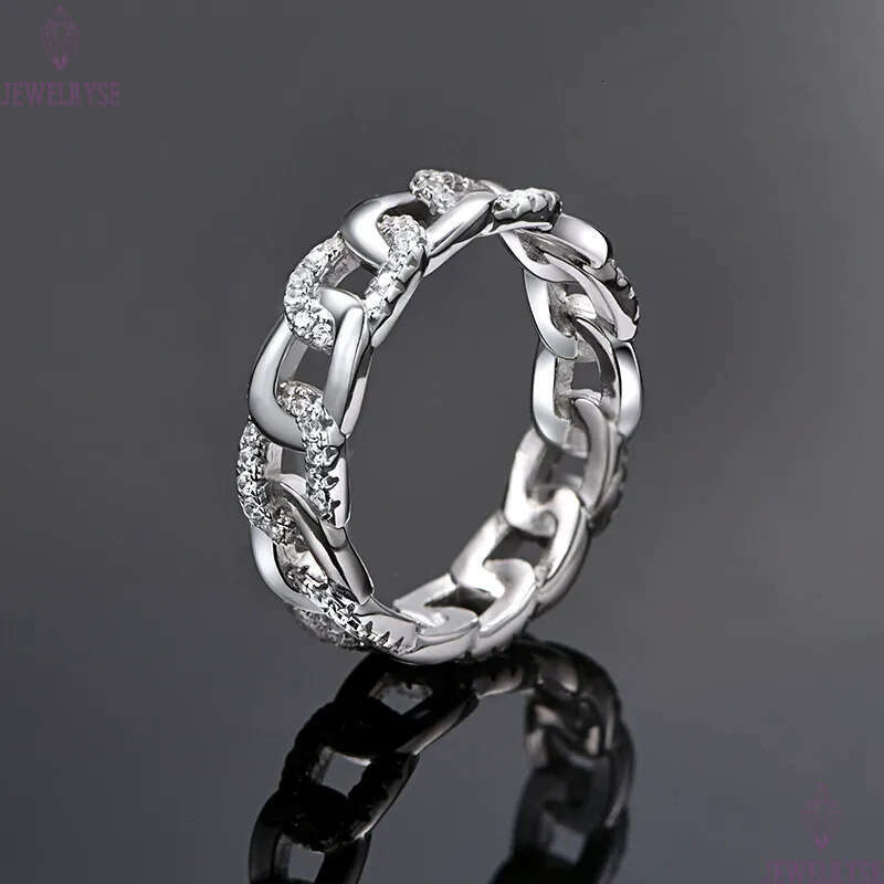 s925 sterling silver link chain ring designer for woman home daily outfit party 5A cubic zirconia diamond luxury band rings womens charm jewelry frien