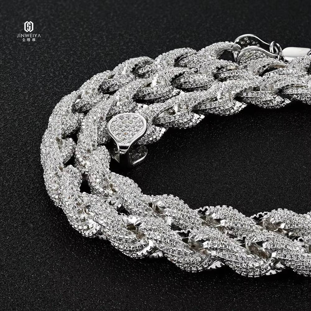 Nice Bling 8mm Cuban Link VVS Moissanite 925 Hip Hop Iced Out Chain 18k Gold Plated Rhodium Plated Necklace New Year Gift