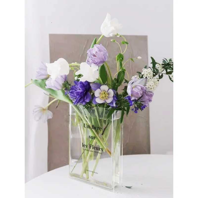 Clear Book Flower Vase Creative Acrylic Transparent Vase The Mystery Of Growth Book Vases Modern Decorative Vases Ro Decor H251204