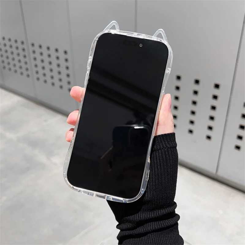 Cute Cat 3D Ears Transparent Phone Case For iPhone 17 Pro Max Air 16 15 13 11 12 14 Plus Soft Clear TPU Back Cover Shell H251203
