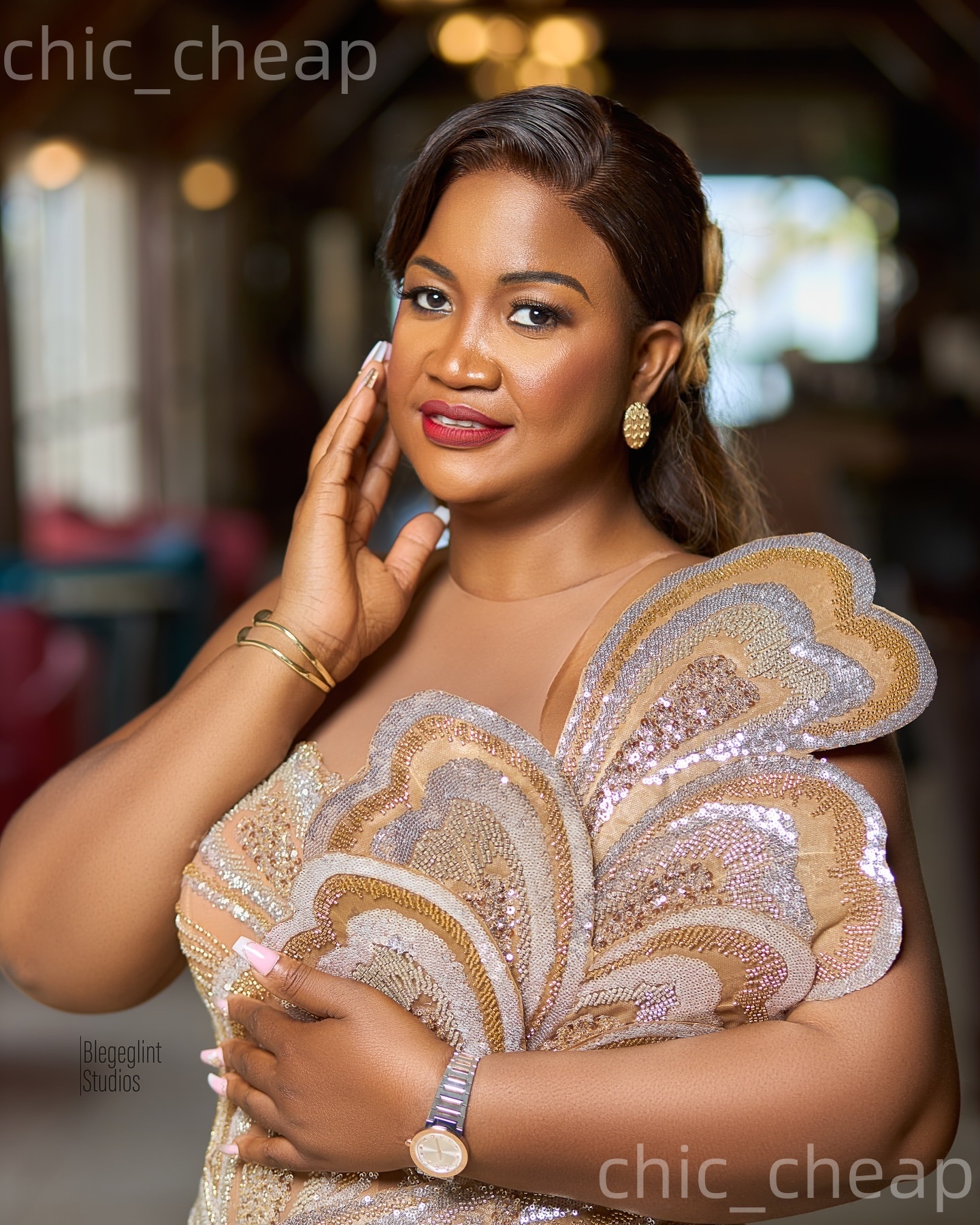 Aso Ebi Gold Mermaid Prom Dresses 2026 Florals Sheer Neck Sequined Evening Formal Party Second Birthday Engagement Gowns Plus Size Dress For Special O