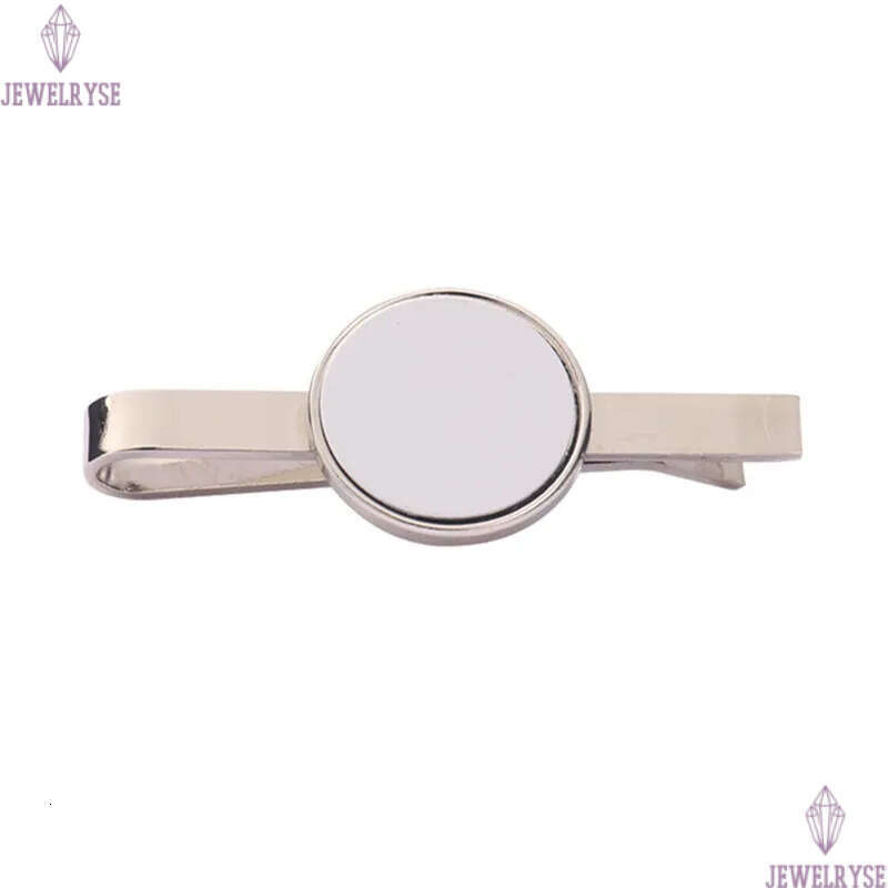Fashion DIY Sublimation Blank Designer Clips Accessory Round Shape Copper Jewelry for Man Business Silver Tie Clip Fathers Day Dad Birthday Gift Lengt