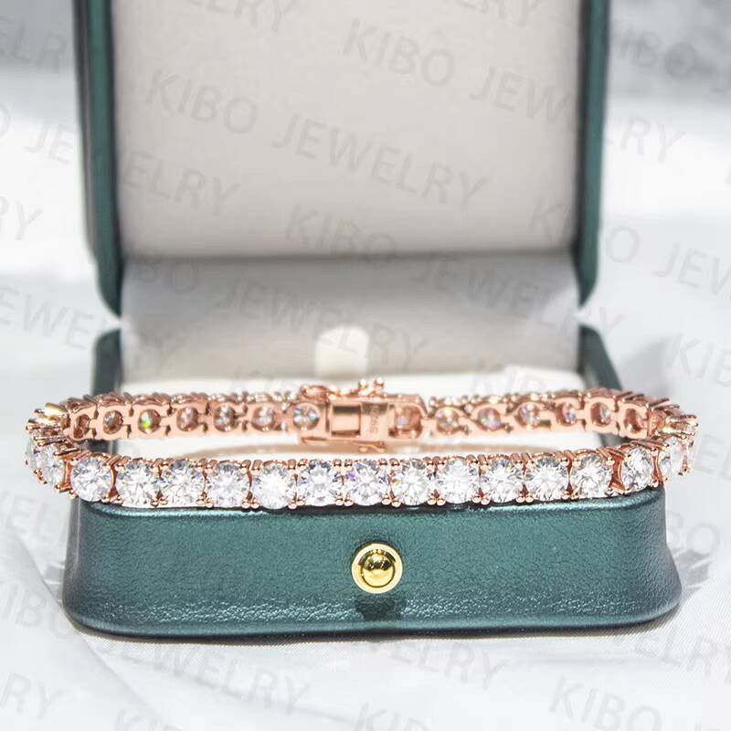 Rapper Hip Hop Moissanite Jewelry Tennis Iced Out 925 Silver D Color Mens VVS1 Moissanite Bracelet Tennis Chain