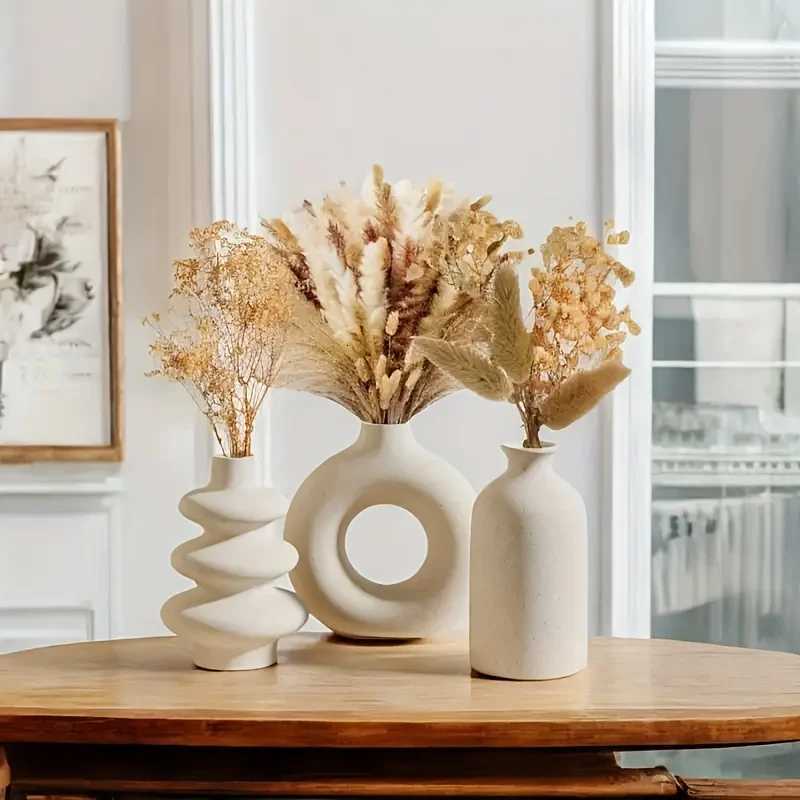 Set of 3 White Ceramic Bohen Vase Set Creative he decoration vase ornaments Wedding he living ro Bedro decoration H251204