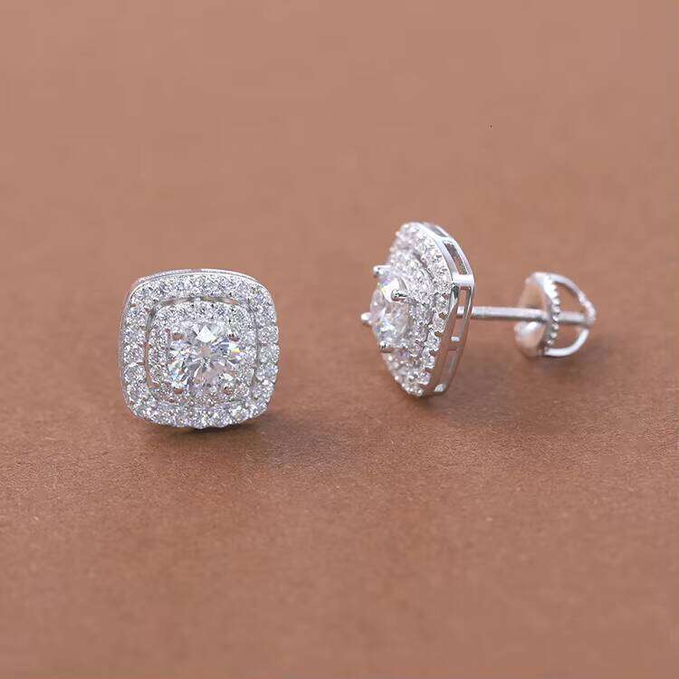 Pass Diamond Tester VVS Moissanite D Color with GRA 925 Silver Fine Jewelry Stud Earring for Men Women