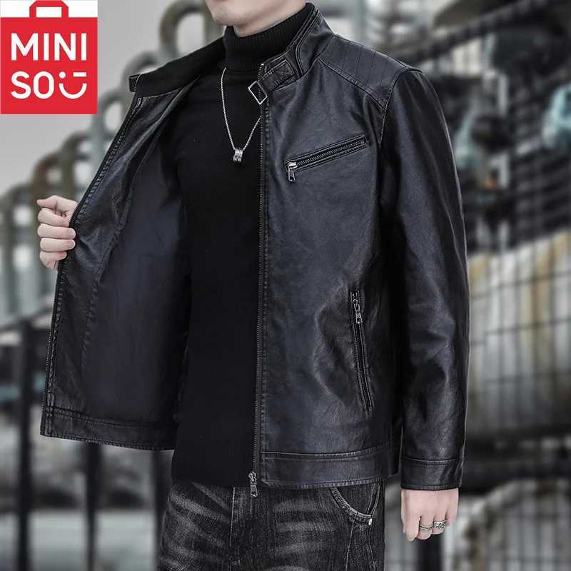 Spring and Autumn New Plush Mens Leather Jacket with Soft Inner Windproof Fashionable Warm Versatile Personalized TrendyT251204
