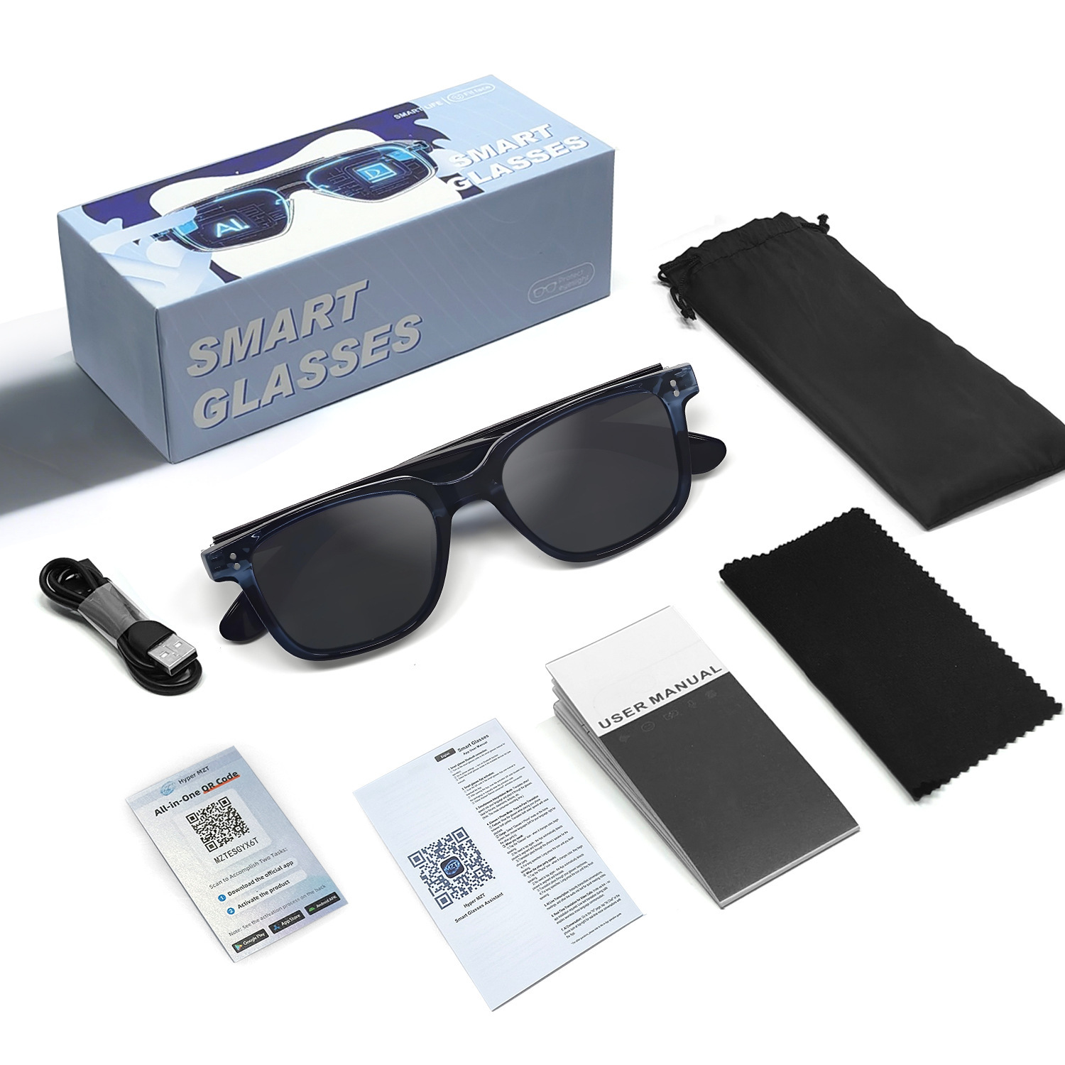New Automatic Power-On Smart Bluetooth Translator Glasses with AI Voice Calling, Night Vision, Blue Light Protection, and Polarized Sunglasses