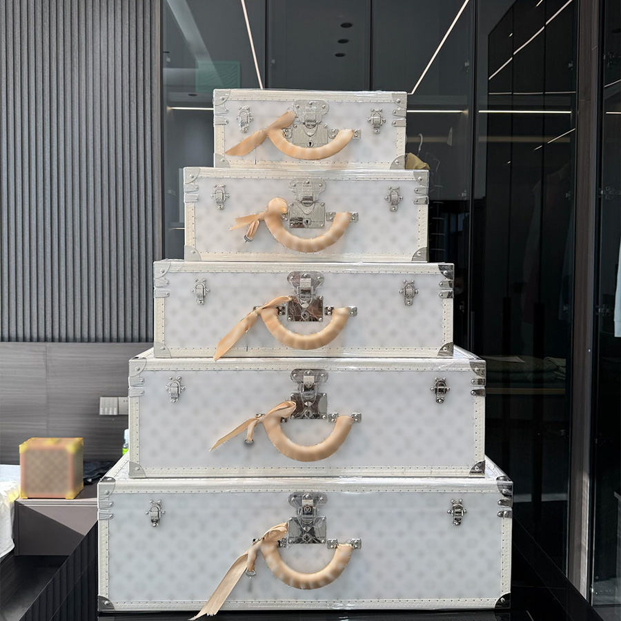 Designer Tower Box Stacking Container Jewelry Box Luxury Stacking Container Watch Box Valuable Items Stored Canvas Stained Genuine Leather