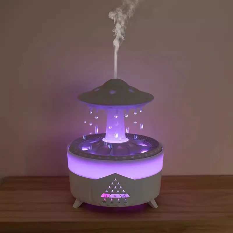 Raindrop UFO Shape Air Humidifier 2/4/8H Timing Colorf Night Light Aratherapy Essential Oil Diffuser He Bedro Best Gifts C251204
