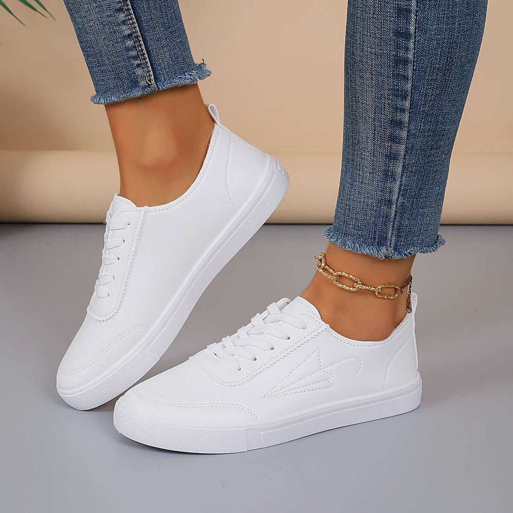 plus size white shoes for women 2024 spring new roman style fashion flat nonslip free shipping niche designer laceup casual sneakers trend