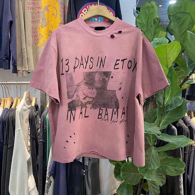 Washed Vintage Pattern T Shirt Men Women 2026ss Summer Style Tee Tops T-Shirt