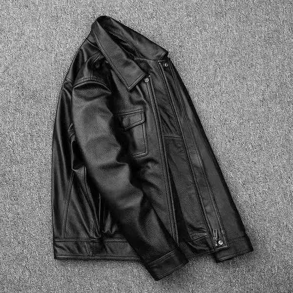 Mens Genuine Leather Jacket High End Motorcycle Biker Coat Autumn Winter New Lapel Style Riding Suit Fashion Real Leather OuterwT251204