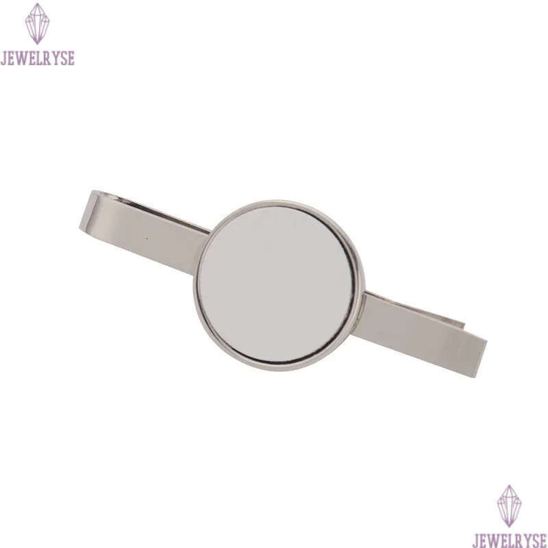 Fashion DIY Sublimation Blank Designer Clips Accessory Round Shape Copper Jewelry for Man Business Silver Tie Clip Fathers Day Dad Birthday Gift Lengt