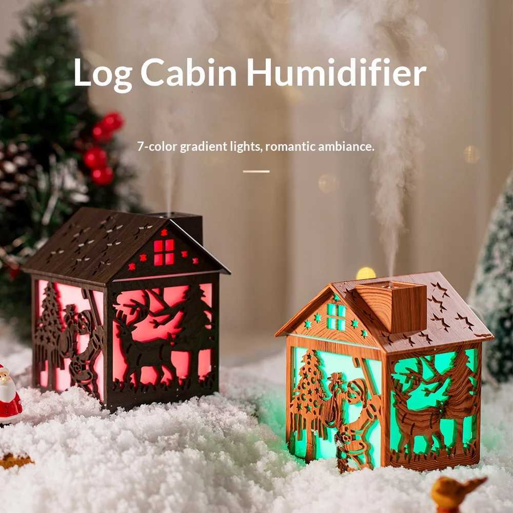 Christmas wooden house humidifier USB he bedro humidifier hollow bedro night light mini small gradient li C251204