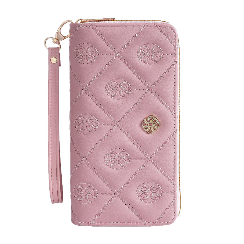 Ladies' wallet with high-end fashion and printed long wallet, card bag, mobile phone bag, new large capacity handbag, double zipper wallet, whole