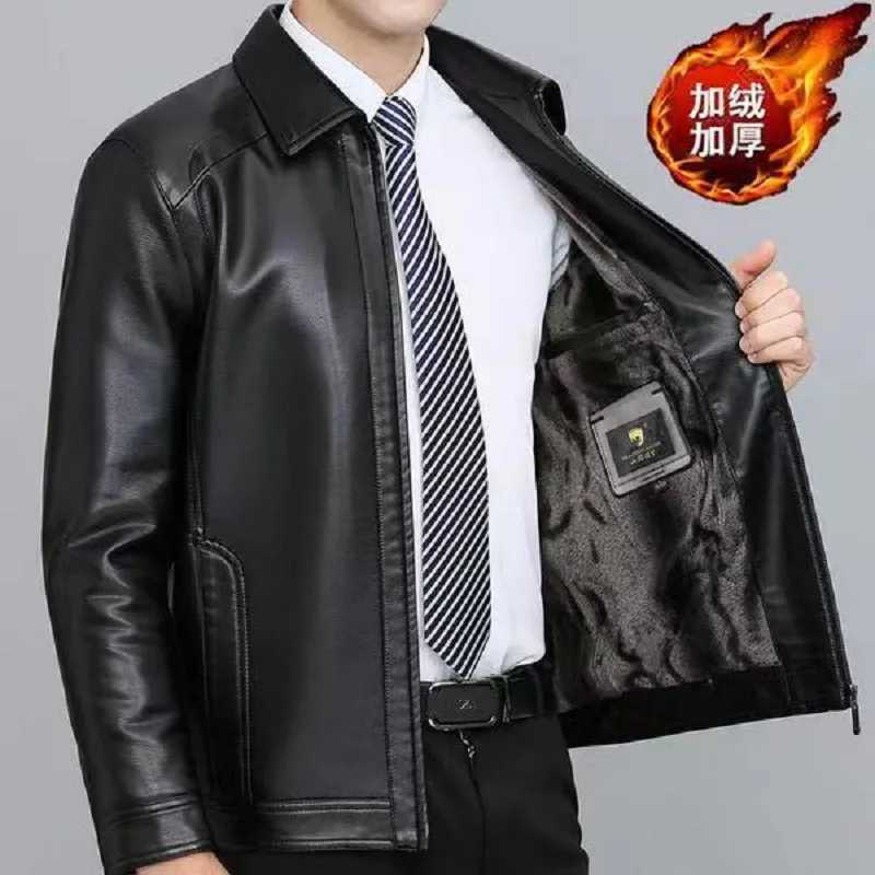 New autumn and winter mens sheepskin jacket with velvet solid color slim fit stand up collar sports jacket windproof and cold dT251204