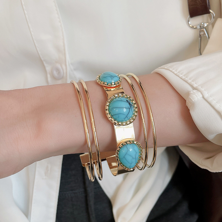 Acrylic Round Multi-layer Open Ethnic Style Light Luxury High-end Feel Bracelet European and American Cross-border Niche Jewelry for Women - view 5