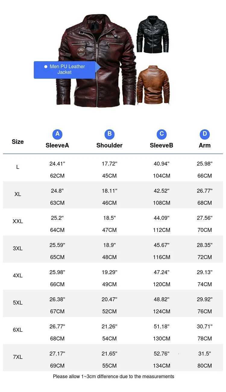 Autumn Winter Mens PU Leather Jackets Fashion Men Retro Zipper Biker Leather Coats Men Fleece Lined Warm Windbreaker Jacket 7XLT251204