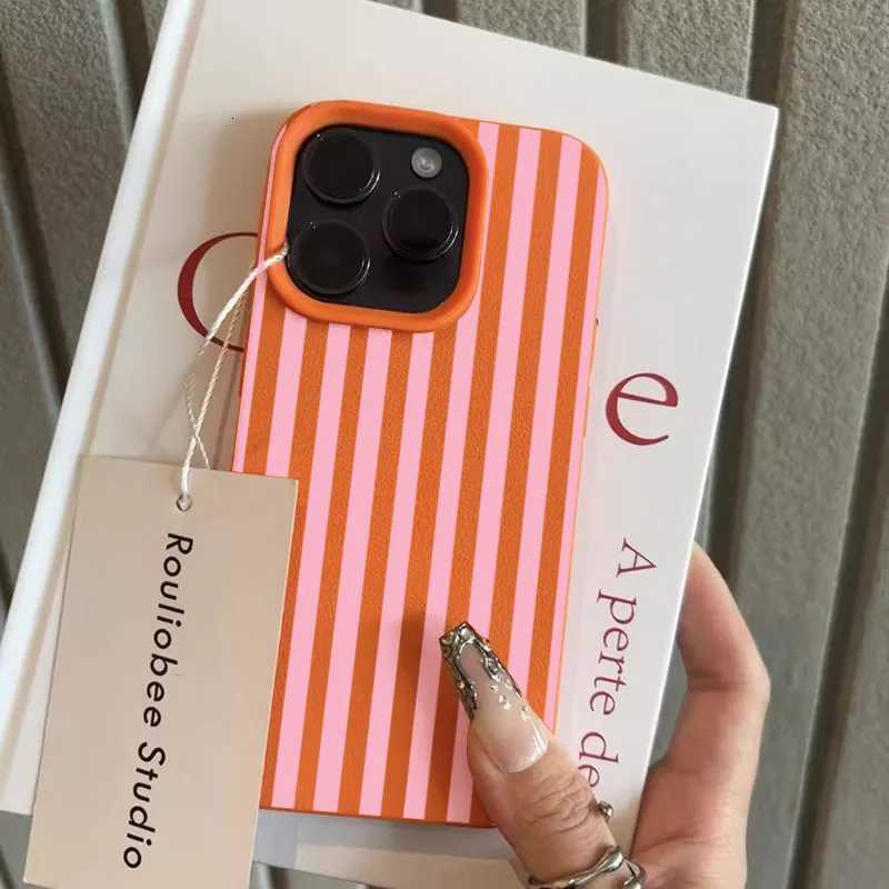 Colorf Striped Minimalist INS Couple Lichee Phone Case For iPhone 17 16 15 14 13 12 11 Pro Max XS X XR 16 Plus 16E 17Air Cover H251203