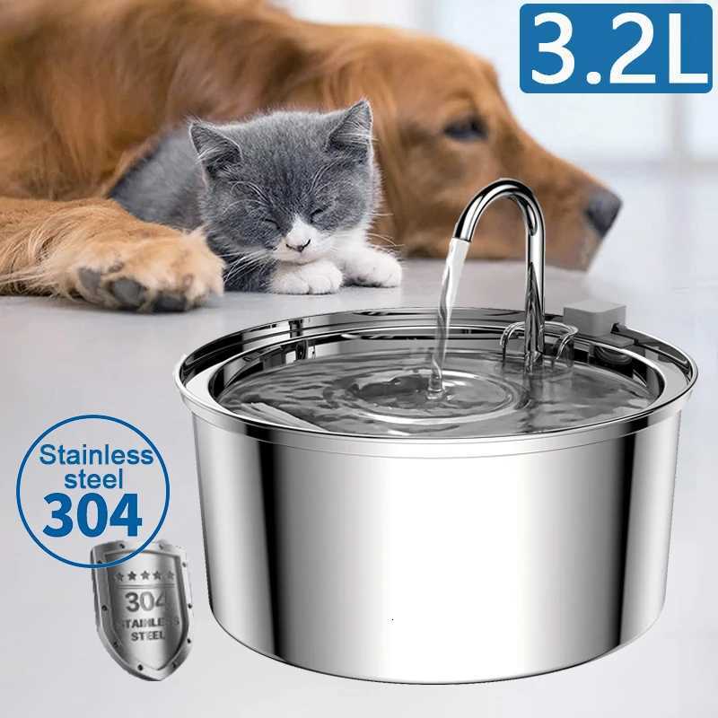 Intelligent Cat Drinking Water Fountain Sensor Automatic Circulating Pet Water Dispenser Stainless Steel Fountain With Filters M251204