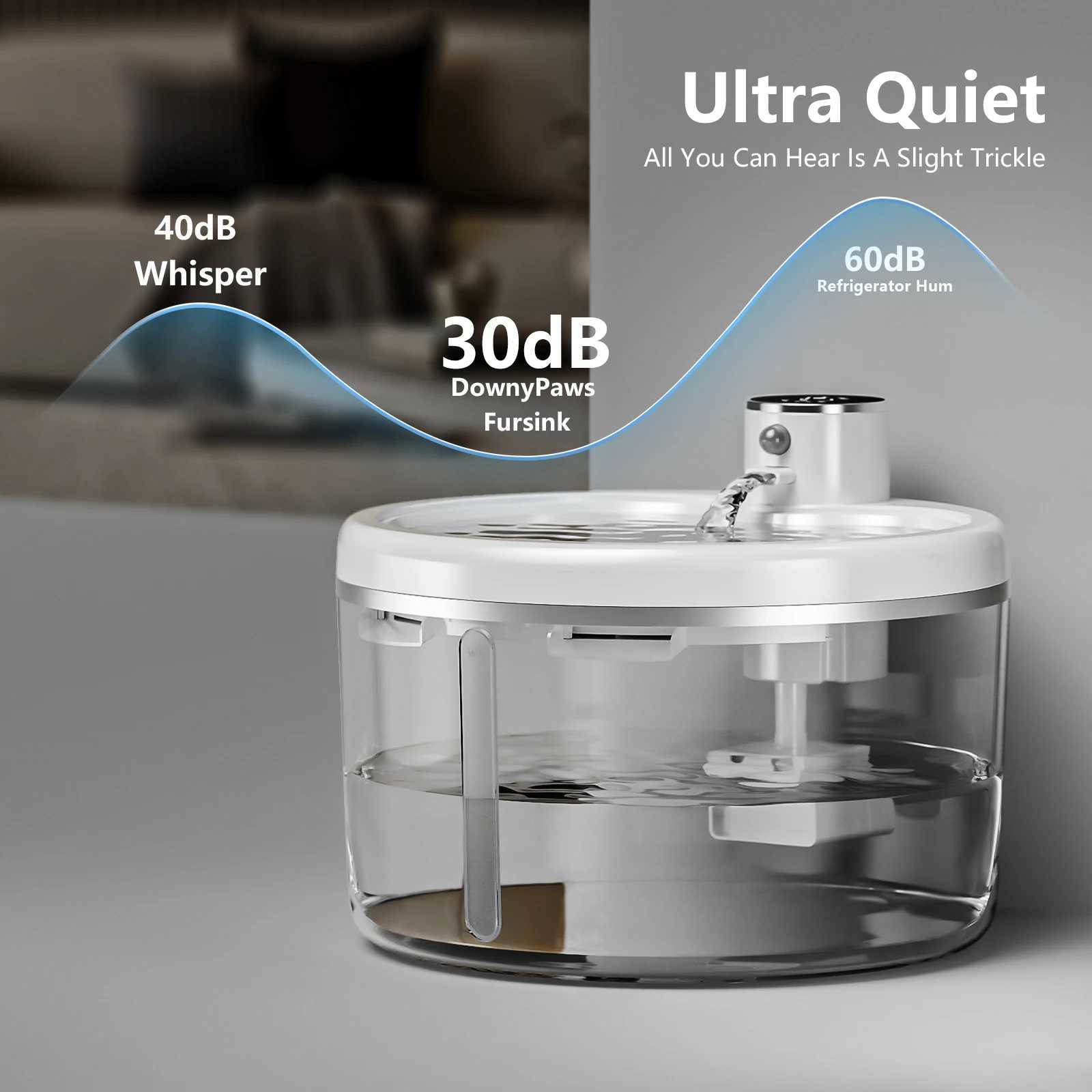 Wireless Cat Water Fountain 25L Stainless Steel Pet Drinking Dispenser Smart Sensor Auto Circulating Filter 4000mAh LED Display M251204