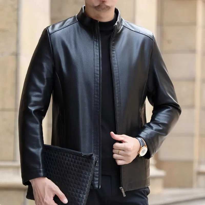 Mens Haining Genuine Leather Jaet Autumn Winter Thiened Soft Leather Coat Middle-Aged Dad Casual Sle eepskin Outerwear WarmT251204