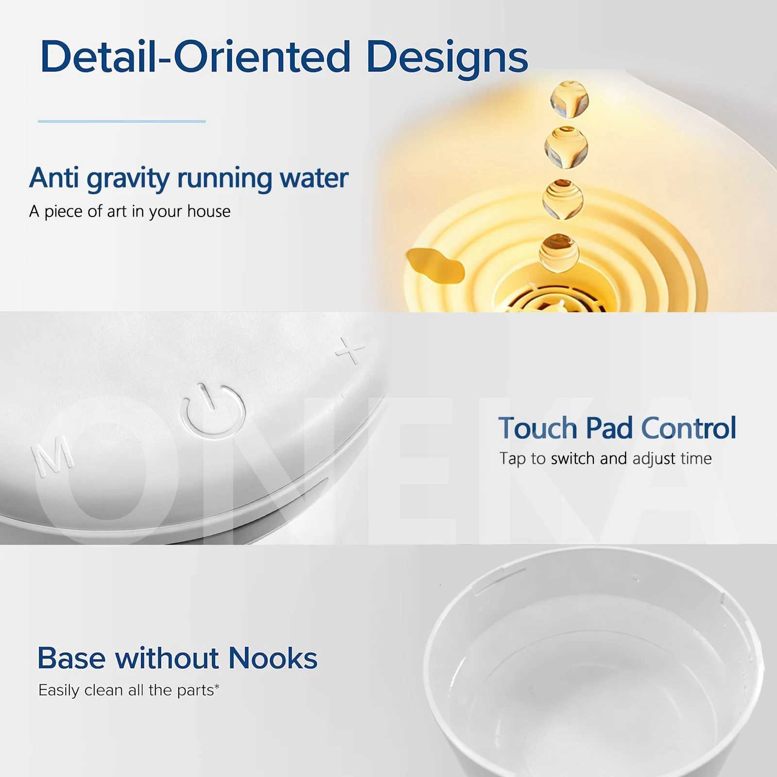 TOKA Anti Gravity Humidifier LED Smart Display Sn W Light Night Light Water Drop Backflow for Off Bedro Yoga He C251204