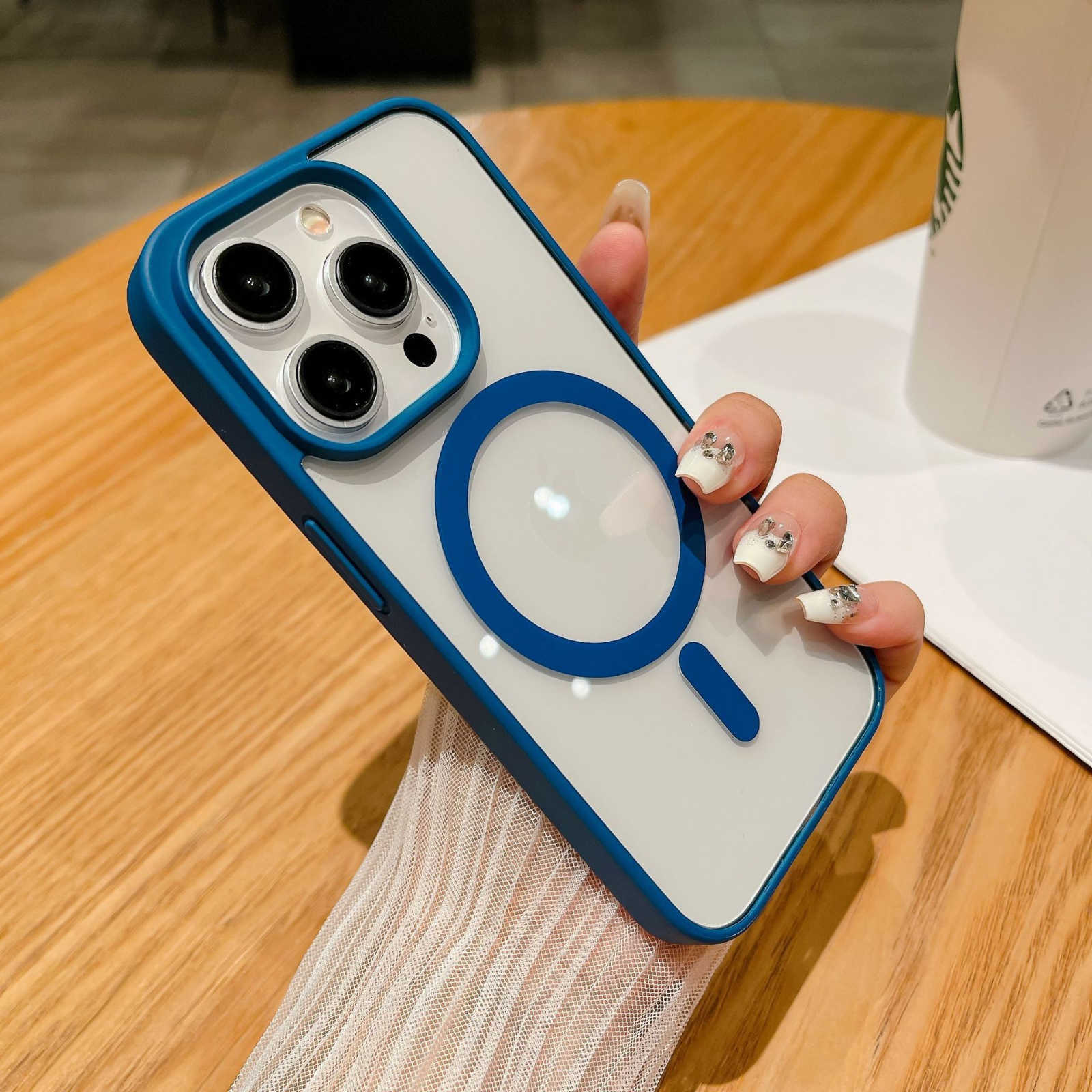 Silicone magnetic suction simple macaron phone case, transparent acrylic anti-drop protection cover M251114