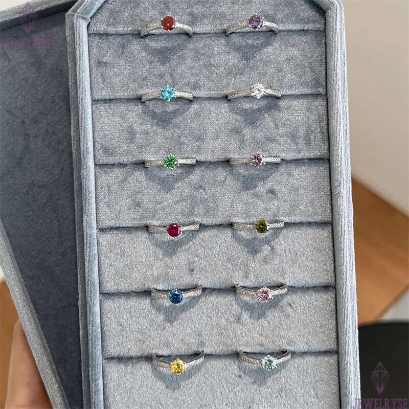 love ring for woman six prong setting 5mm round diamond 12 colors s925 sterling silver zirconia engagement wedding rings designer luxury jewelry gift 